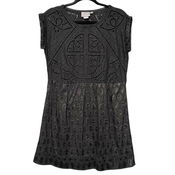 Vanessa Virginia Black Cutout Embroidered Cap Sleeve Dress Slip Dress Included - Picture 3 of 13